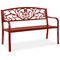 Best Choice Products Outdoor Steel Bench Garden Patio Porch Furniture w/ Floral Design Backrest